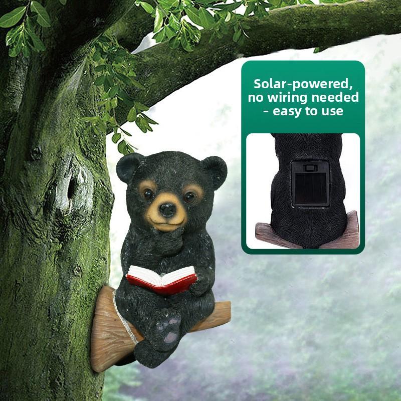 Solar Garden Light Ornament, Resin Bear Statue
