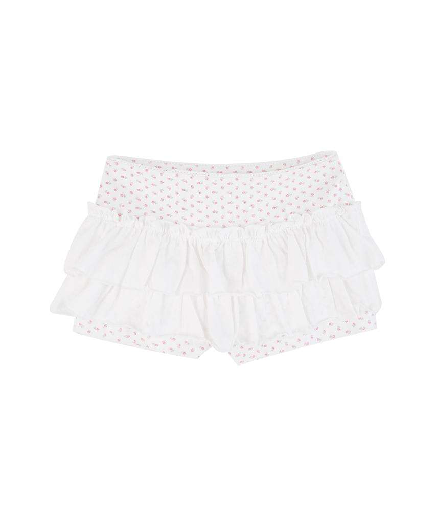 High School Disco Flower Tiered Layered Skirt_Ivory