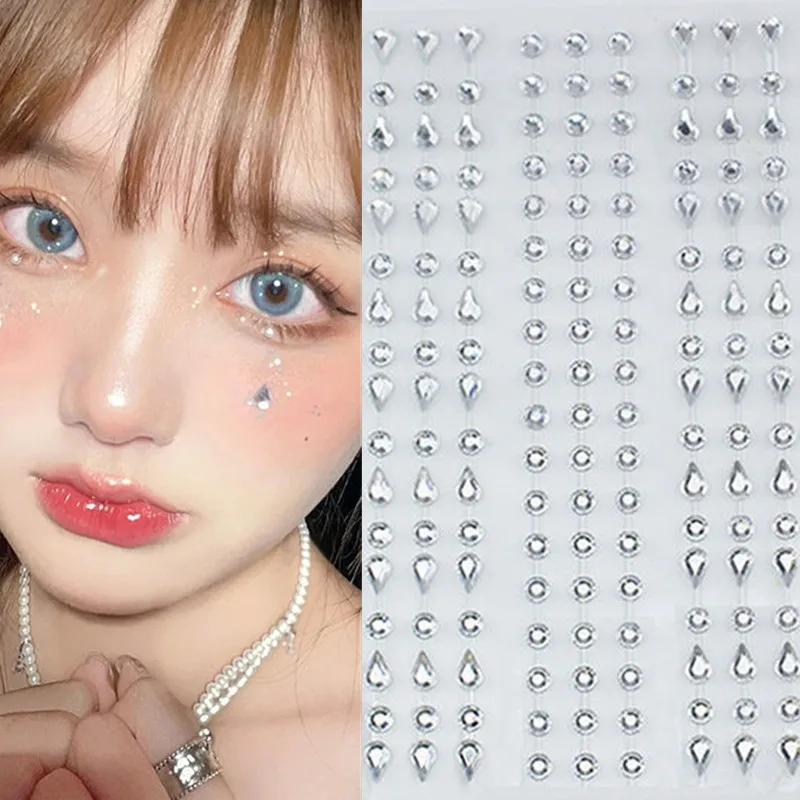 Diamond Crystal Tatoveringsklistremerke Glitter Eyeliner Øyenbrynsminke Ansiktsøyne Diamanttatoveringer Rock Rhinestone 3D Eyeliner-klistremerker