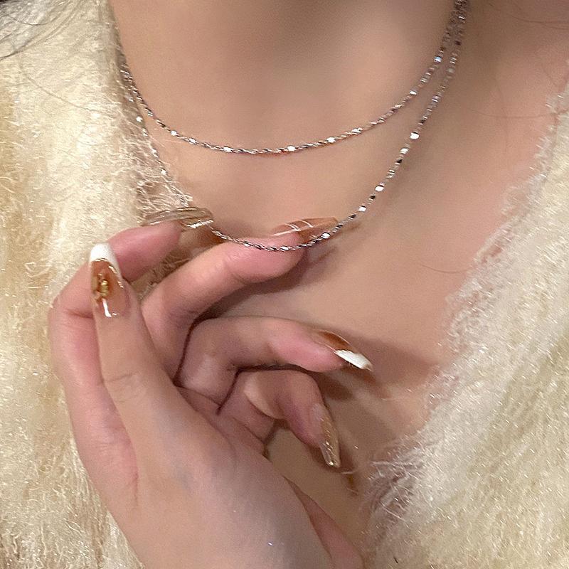 Double-Layer Sparkling Metal Clavicle Choker - Summer Luxury Necklace for Women