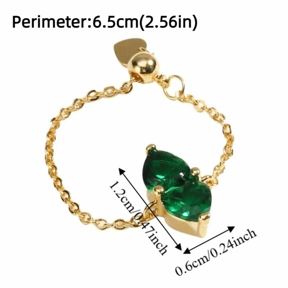 Double Heart Adjustable Chain Ring Minimalist Elegant Women Link Chain Ring Exquisite Simple Finger Jewelry Girls Gift