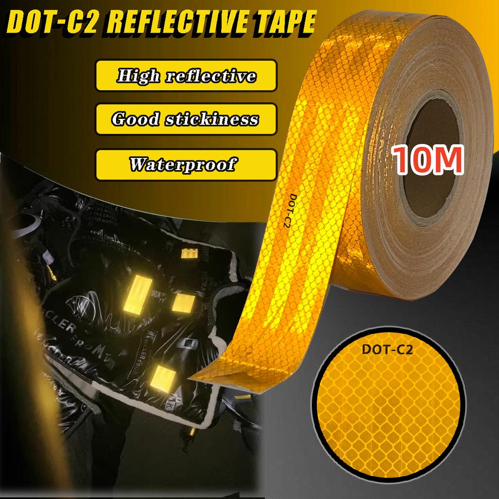 1/3/5/10M DOT-C2 Reflective Safety Tape Yellow Conspicuity Waterproof Reflector Sticker For Vehicles Trailers Boats Sign