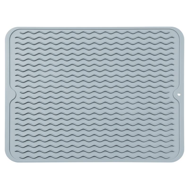 Silicone Dish Drying Mat, Non-Slip Easy Clean Sink Mat Large Heat-resistant Dish Drainer Mat for Kitchen Counter, Sink, Refriger