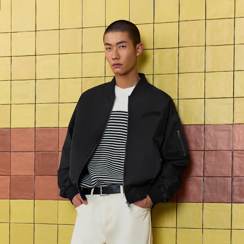 JACK&JONES Men's Autumn Baseball Collar Jacket with Letter Decor