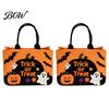 Child-friendly Halloween Bag Trick or Treat Bag, Felt Goodie with Pumpkin Ghost Patches, Candy Large Tote for Kids, Party Favor, Haunted