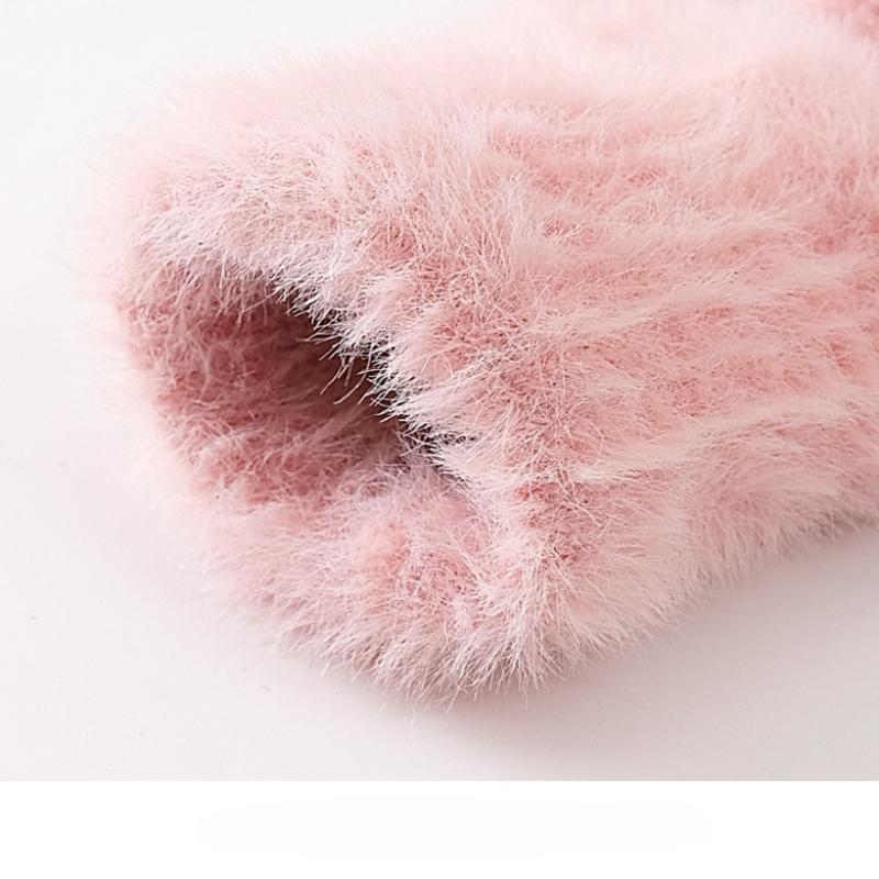 Cartoon Carrot Flip Gloves Women's Winter Fleece Warm Rabbit Ear Plush Half-finger Gloves