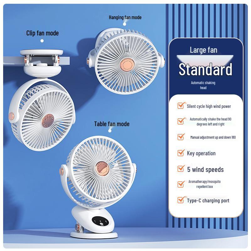 USB Rechargeable Night Light Fan with Smart Remote, Timer, Oscillation, and Long Battery Life