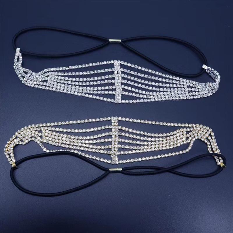 Rhinestones Hairband for Women Wedding Crystal Hairhoop Glittering Hairband Bridal Shower Elastic Hairband Hair Ornaments