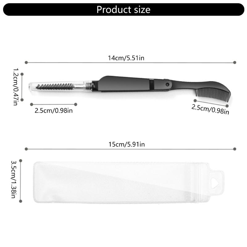 Portable Eyebrow Eyelash Shaper Eyelash Comb Double Head Eyebrow Brush Makeup Grooming Tool Foldable Mascara Brush
