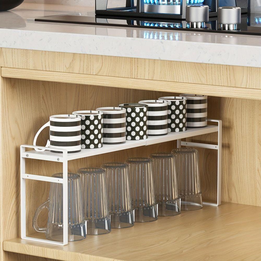 Double-Layer Expandable Cabinet Shelf Large Capacity Narrow Spice Rack  for Kitchen