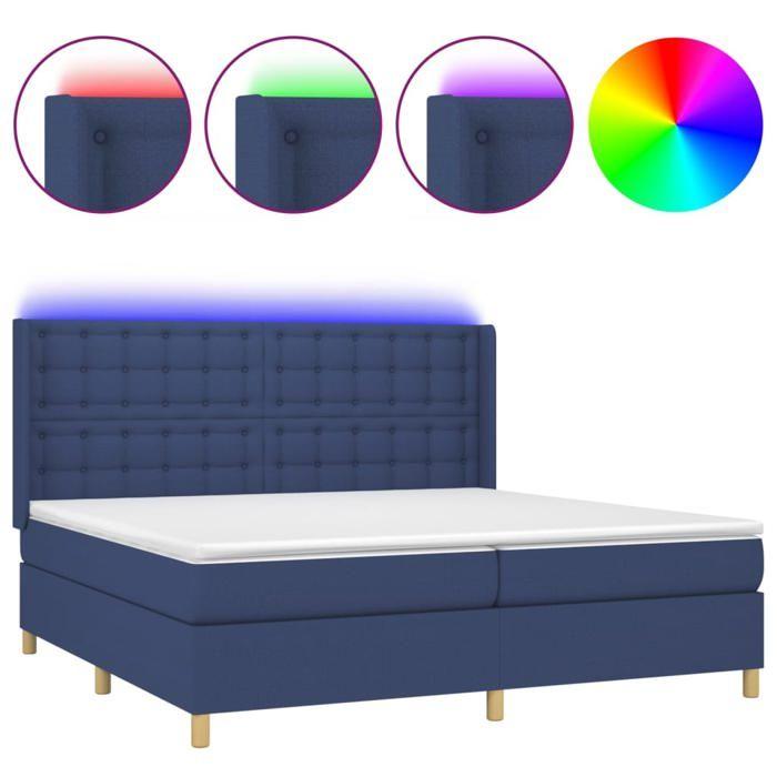 VidaXL Slat Bed Base with Mattress and LEDs, Upholstered Bed with Headboard, Double Bed, Adult Bedroom Bed, 3139227