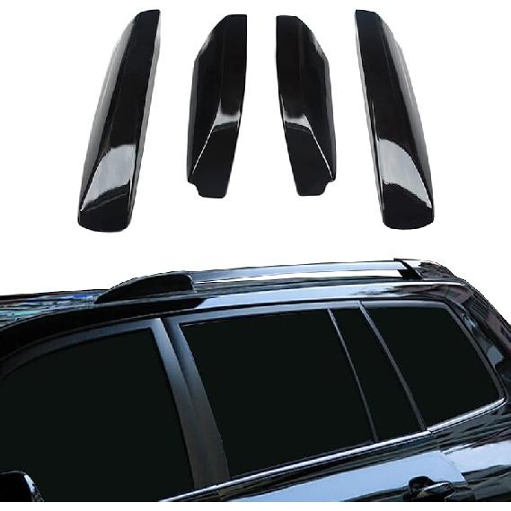 Tocatus Roof Cargo Rack Rail End Cover Shell Cap Trim For 2003-2009 Toyota 4Runner 4WD N210, Black, 4Pcs