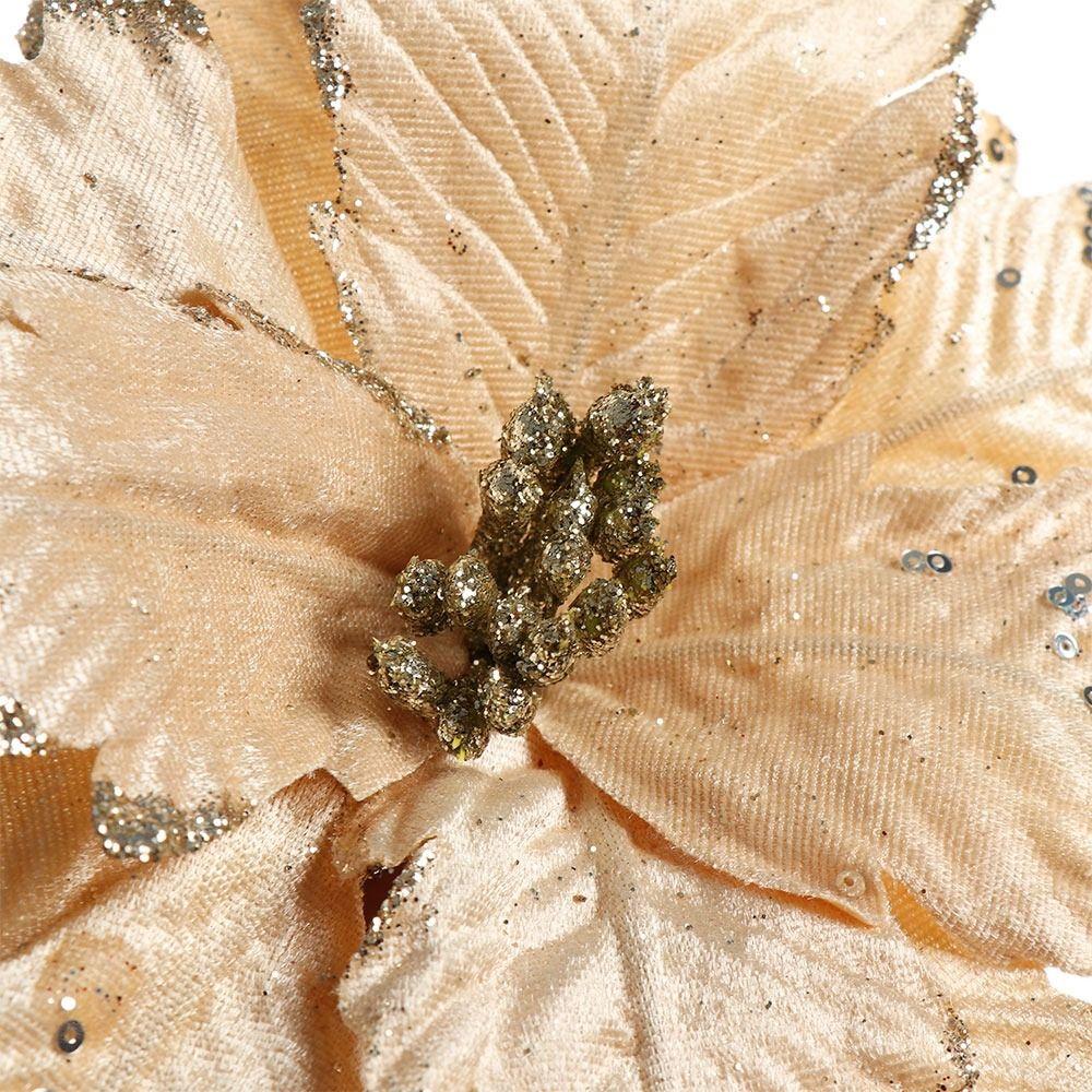 Velvet Cloth Christmas Fake Flower Glitter Xmas Tree Ornaments  Party Supplies