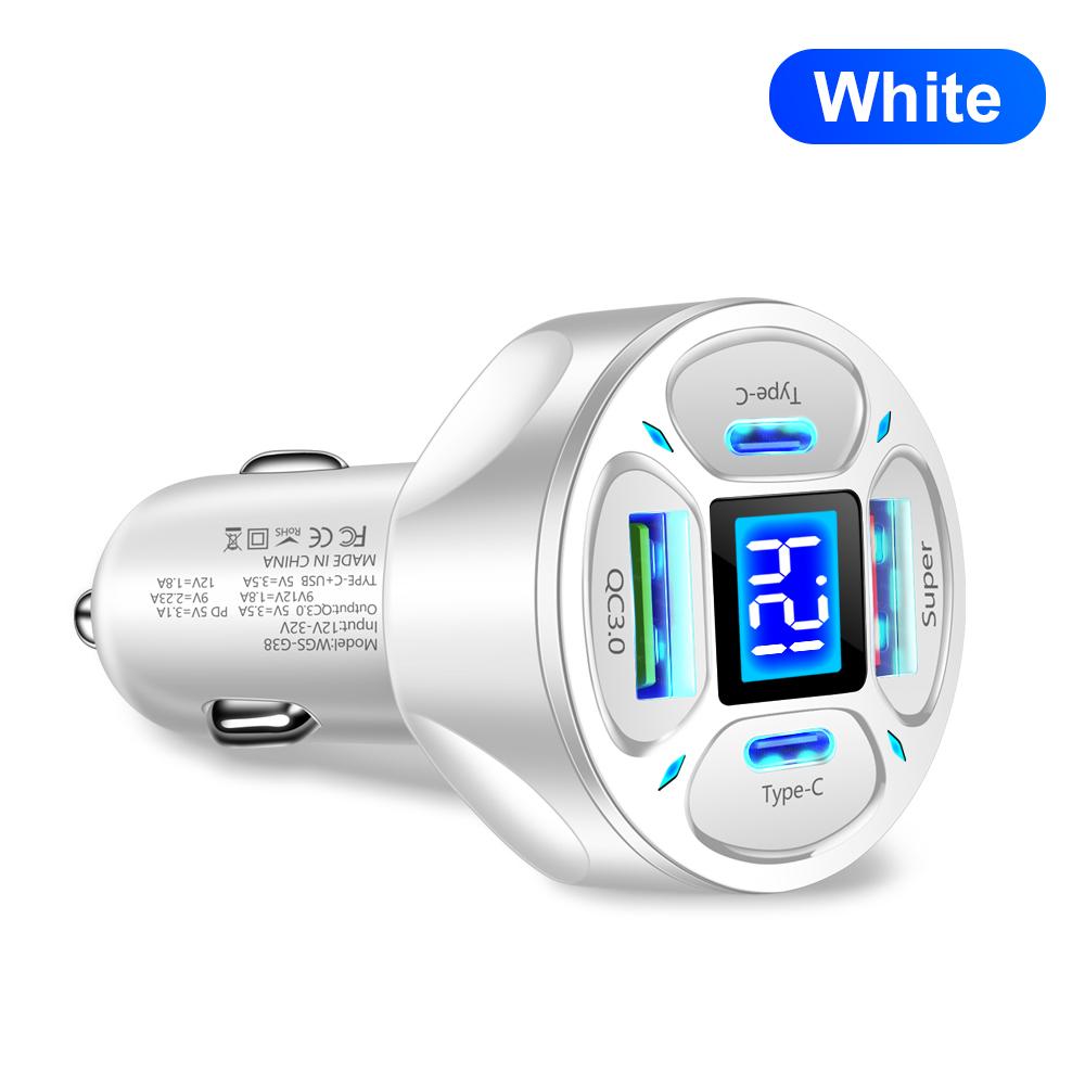 66W USB Autoladegerät Typ-C Schnellladung 4 Anschlüsse Quick Charge 3.0 Adapter Für iPhone 15 14 Pro Samsung Xiaomi Auto Handy Ladegerät