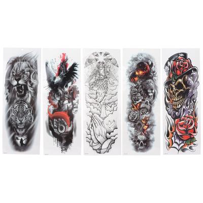 5 Pièces Grand Autocollant Tatouage Bras Temporaire Imperméable Faux Tatouages Autocollants pour Femmes Hommes