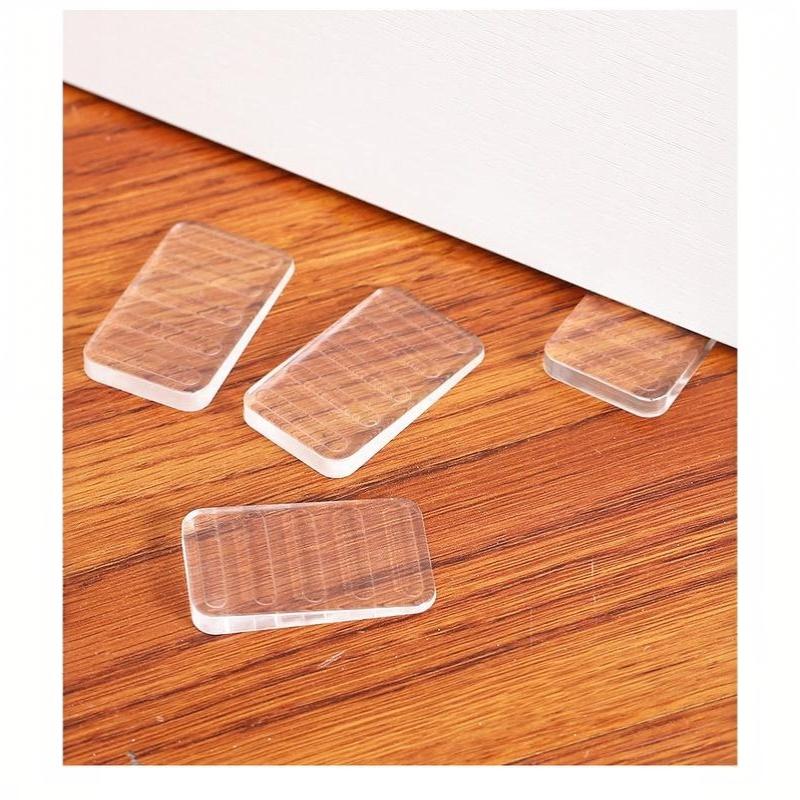 Transparent Rubber Wedge Shims - Plastic Furniture Levelers For Uneven Surfaces, Matte Finish, Cuttable Hard Table Pads