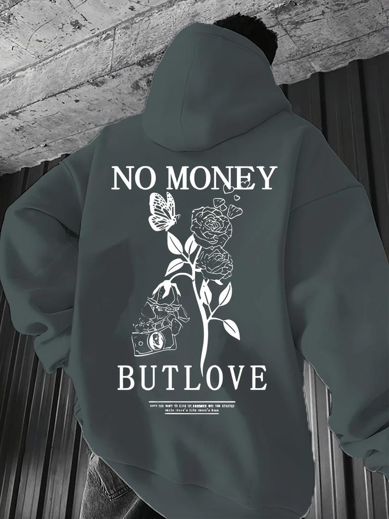 Men's Casual Hoodie, Unique Floral Print - Soft Polyester Fiber, Machine Washable, Loose Fit, Suitable for Spring and Autumn Out