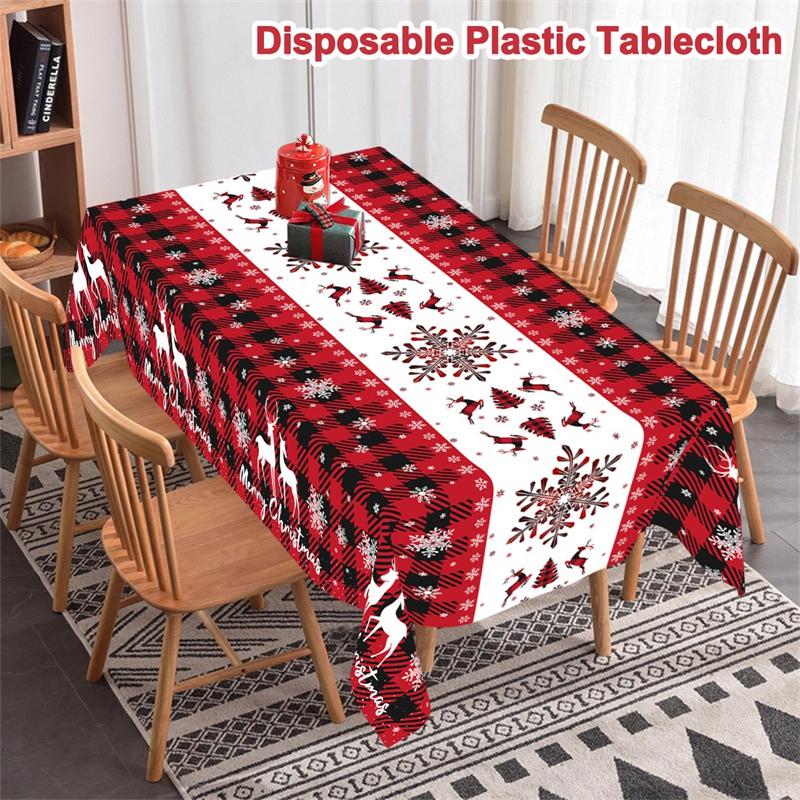 Christmas Tablecloth Holly Poinsettia Xmas Table Cover Christmas Decorations for Home 2026 Navidad Noel Gift New Year Tablecover