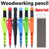 3pcs/set New 55mm Long Head Carpenters Woodworking Pencils With Pencil Cap, 2.8mm Woodworking Marking Pencil Drawing Tool
