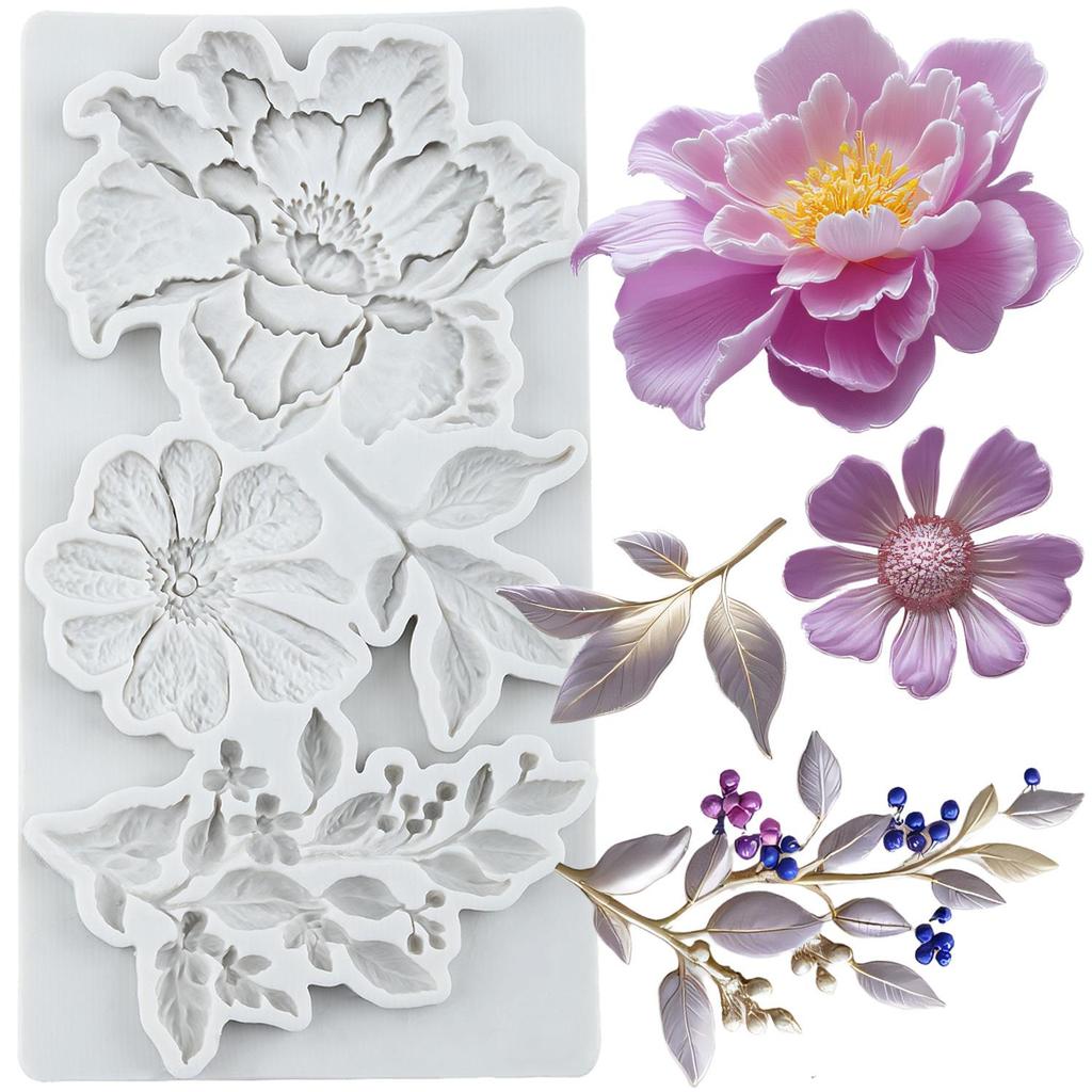 Rose Silicone Mold Peony Fondant Molds Cake Decorating Tools Cupcake Topper Candy Sugar Craft Gum Paste Polymer Clay