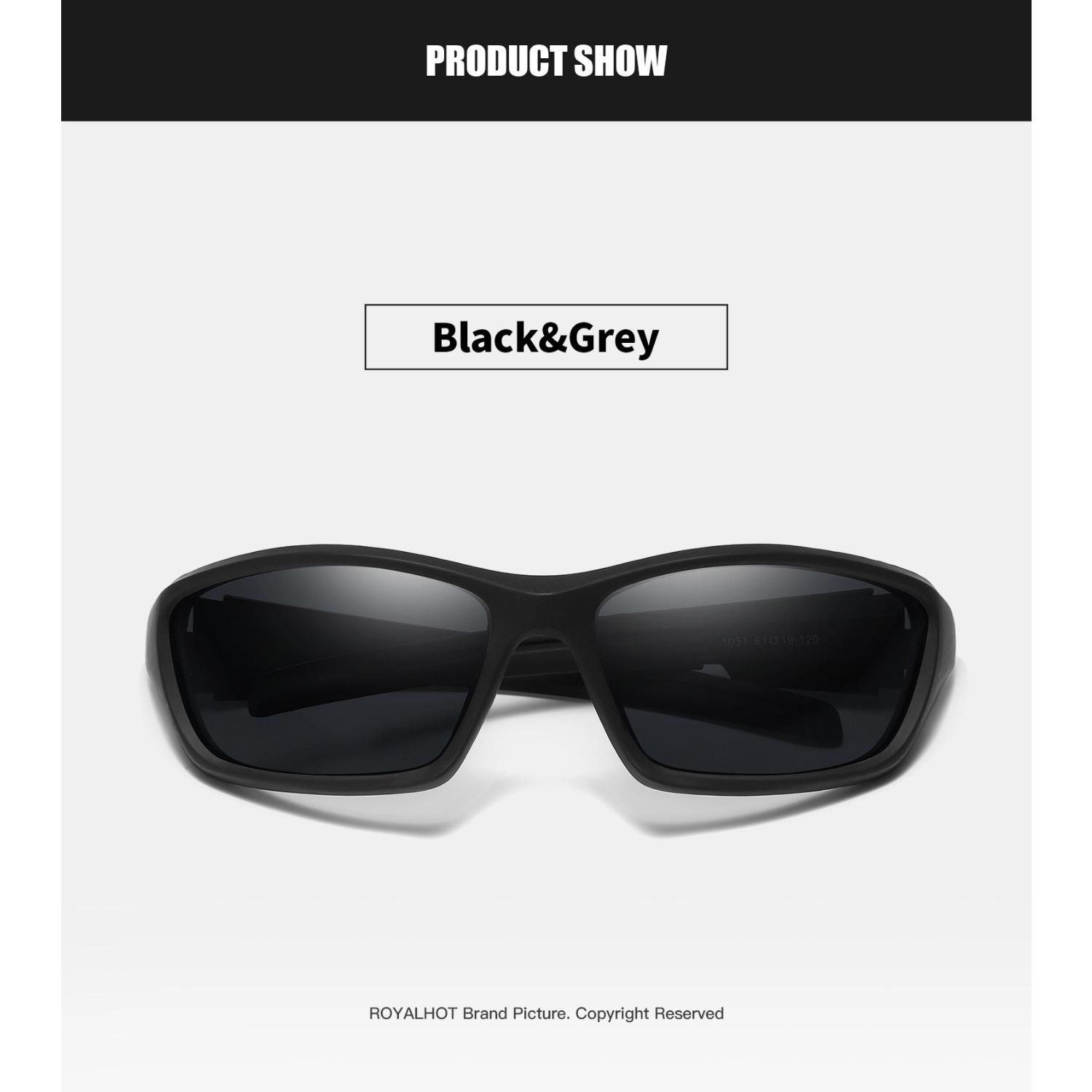 RoyalHot унисекс поляризационные спортивные солнцезащитные очки в квадратной оправе — фото 8