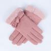 Woman Winter Gloves Windproof Gloves Hand Wear Lovely Bowknot Thick Warm Wind Proof Suede Fabric Telefingers Gloves