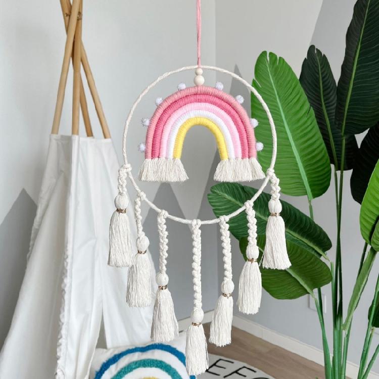 Dormitory Wall Window Handwoven Tassels Sky Rainbow Supplies for Home Office