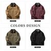FOMANSH Stand Collar Solid Loose with Side Pockets Men's Jacket, Cotton, Fit,