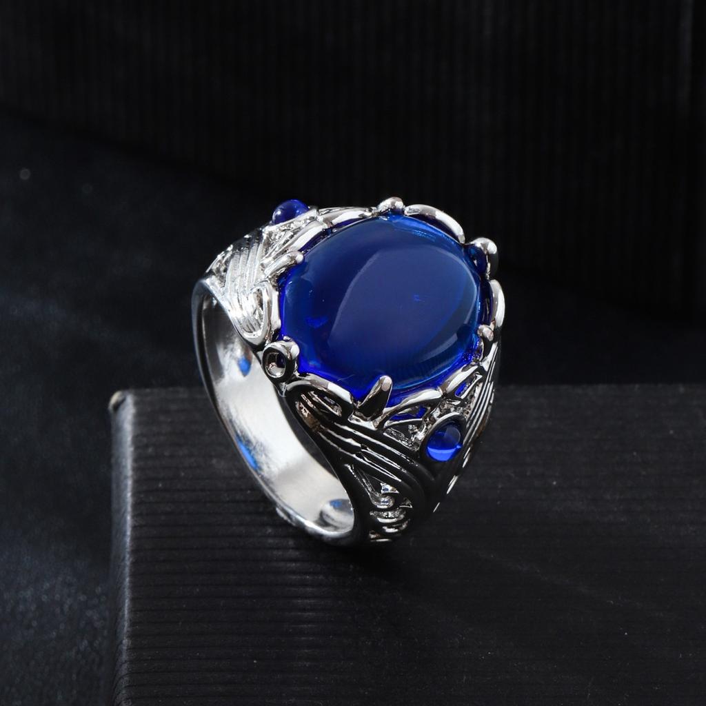 European Style Men's Sapphire Ring High Quality Classic Fashion Party Jewelry Engagement or Gift