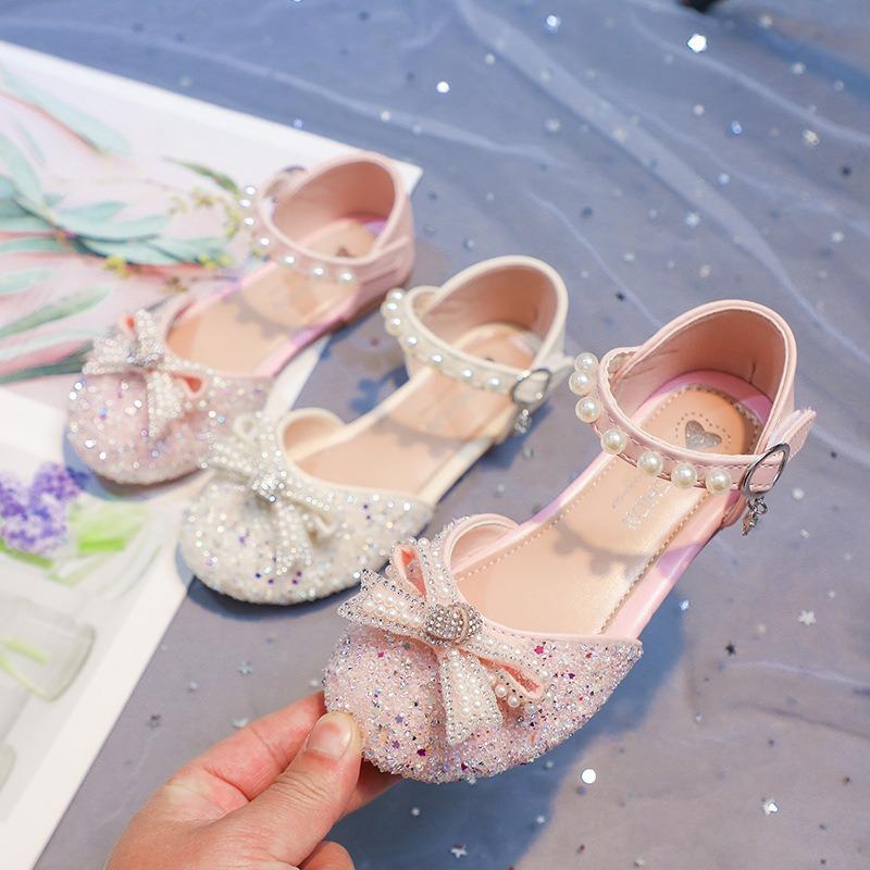 Summer Girls Bow Rhinestone Princess Sandals Fashion Casual Shoes for Little Big Kids