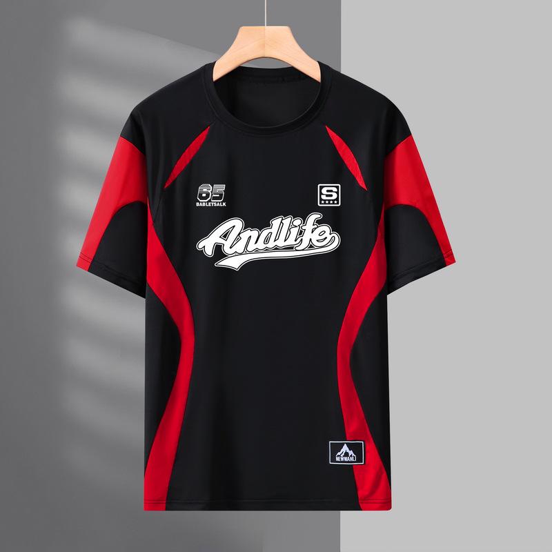 Plus Size Color Block Letter Print Summer Shorts - Loose Fit Five-Point Pants