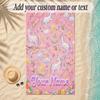 Unicorn Theme Soft Beach Towel Personalized Custom Name Text Towel Portable for Beach Pool Travel