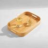 Large Natural Wood Serving Tray with Square Handles