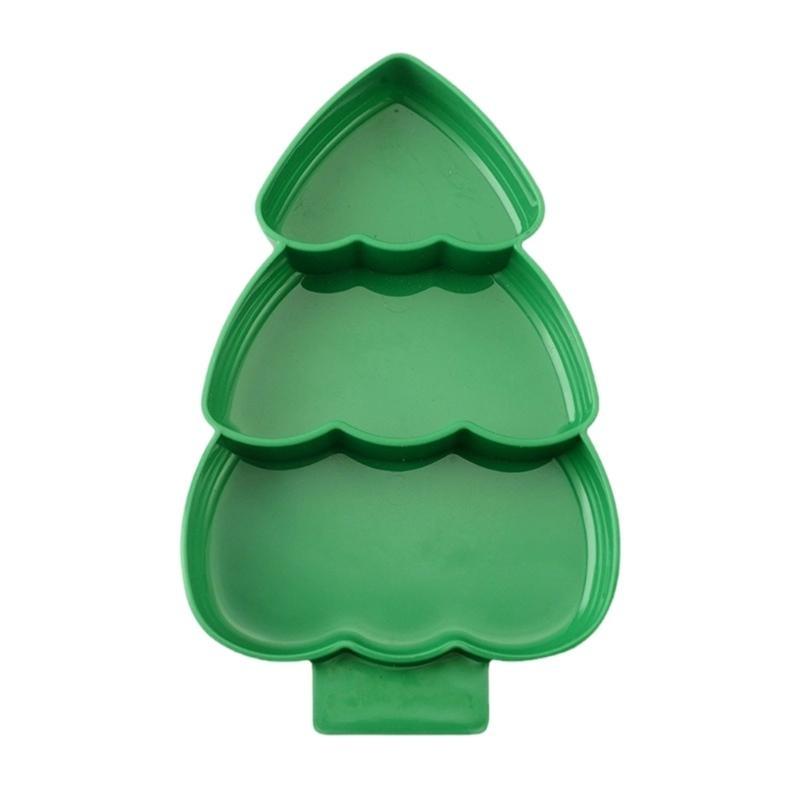 Christmas Tree Compartment Plate Durable PP Storage Dish For Holiday Party Organization HX6C