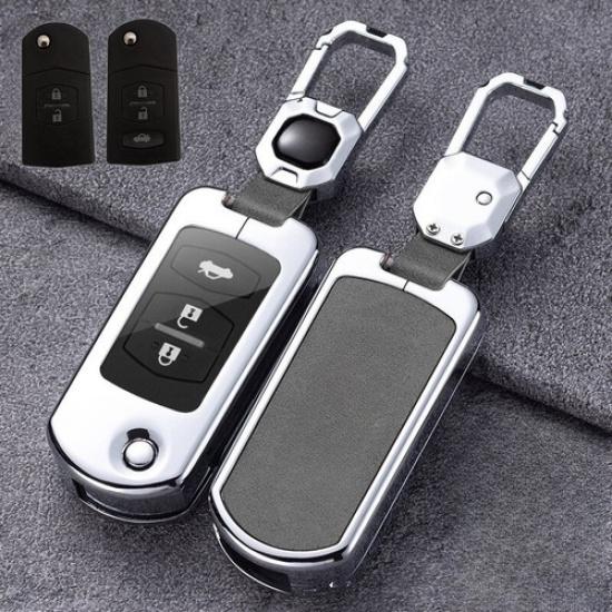 Zinc Alloy Leather TPU Car Key Fob Case Cover For Mazda 2 3 6 CX-7 CX-9 RX8 MPV