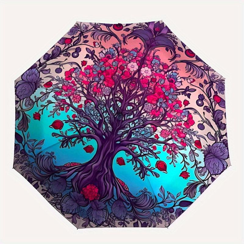 

1pc Floral Mandala Design Automatic Open/close Folding Umbrella, Compact Portable Travel Umbrella, Perfect Birthday/Christmas yy250807133