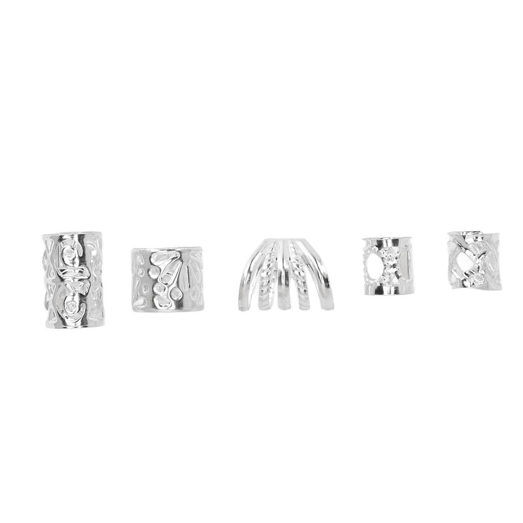 300pcs Beard Beads DIY Retro Lightweight Hair Tube Beads Exquisite Dreadlocks Bead for Men Women Silver