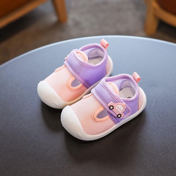 Letní boty pro miminka s měkkou podrážkou, dětské chodící boty s kresleným motivem, lehké boty, dětské protiskluzové a nárazuvzdorné ploché boty