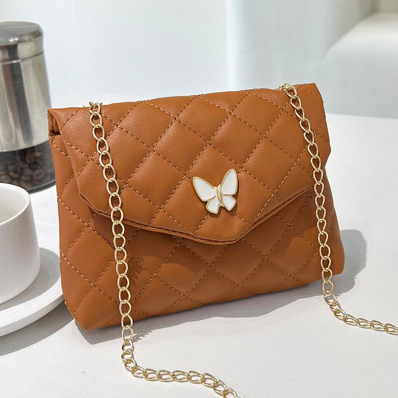 

Women s new embroidered small square bag butterfly decoration casual shoulder bag crossbody women s bag коричневый