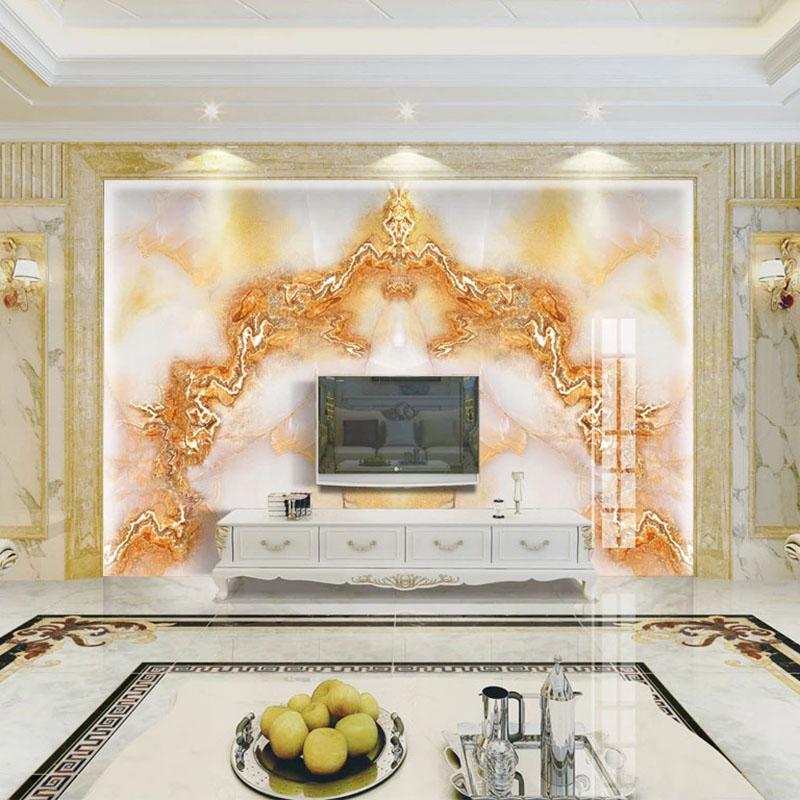 Individuelle 3D-Fototapete Europäischer Stil Goldener Jade-Marmor TV-Hintergrundwand Wandbild Malerei Wohnzimmer Schlafzimmer Papier Peint