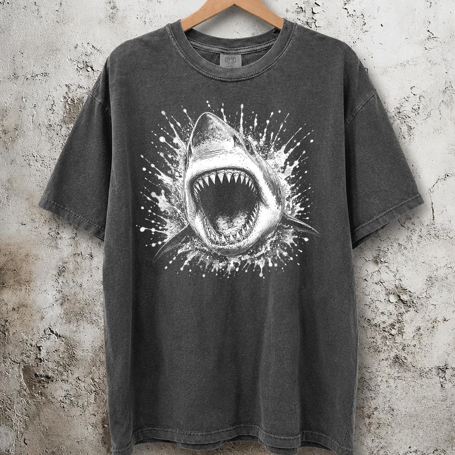 Vintage Shark Shirt, Ocean Predator Graphic Tee, Retro Sea Creature Apparel, Marine Life Lover Gift Top M
