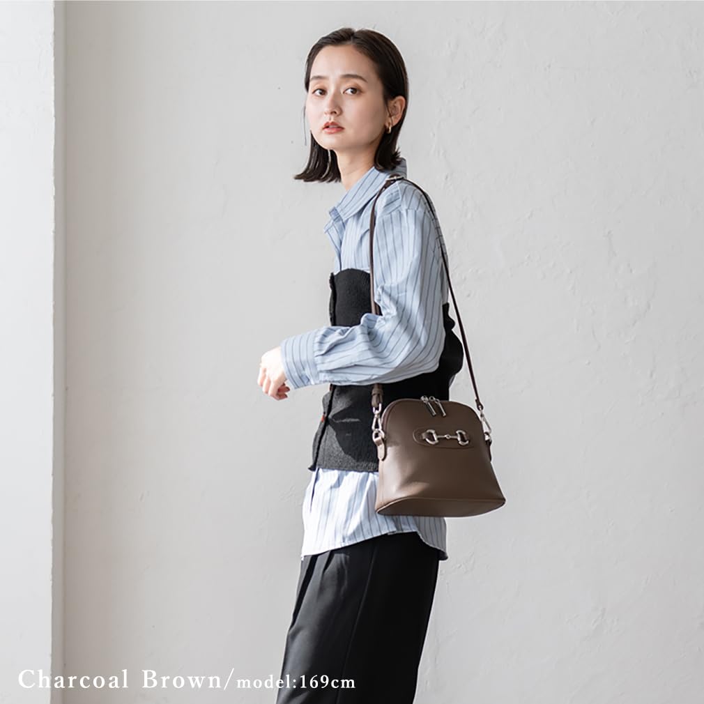 VITAFELICE Echte Leder Mini-Umhängetasche für Damen, sib-20053n (Kohlebraun)