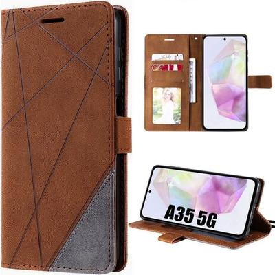 Schutzhülle - Booling - für Samsung Galaxy A35 5G - PU-Leder - Braun - Stoßfest mit Kartenhalter