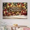 2D Cozy Christmas Wood Backdrop with Gifts & Fairy Lights Party Prop