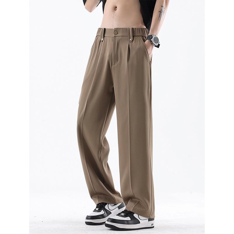 Mingge | Summer new ice silk quick-drying small pants men's loose drape straight light business casual pants
