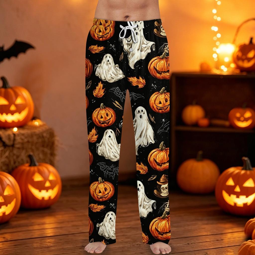 Men's Halloween Print Drawstring Lounge Pants Casual Sleepwear Soft Comfortable Fit Relaxed Style