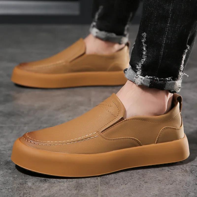 Fashion New Luxury Designer Men's Shoes Genuine Leather Slip On Loafers Mocasines Summer Breathable Driving Shoes Walking Men Sneakers