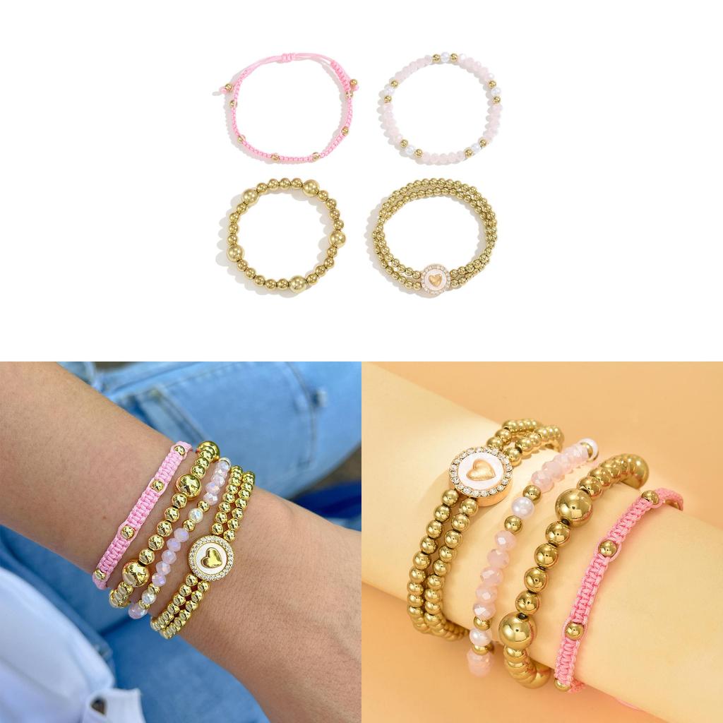Bohemian Beaded Bracelets Set With Heart Shape Design For Womens Fashion Accessories