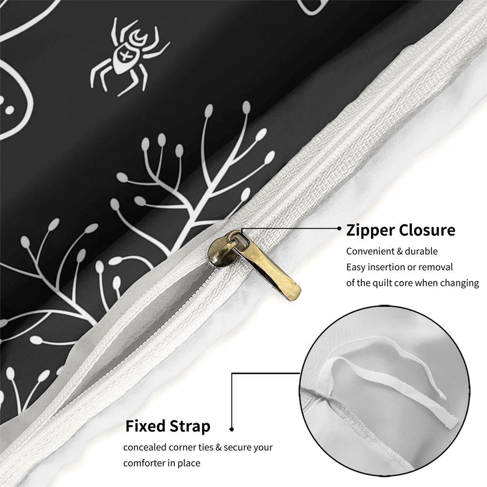2/3Pcs Gothic Moth Skull Duvet Cover Set(1 Duvet Cover & 1/2 Pillowcase) Soft Bedding Set Aesthetic Dark Decor for Bedroom