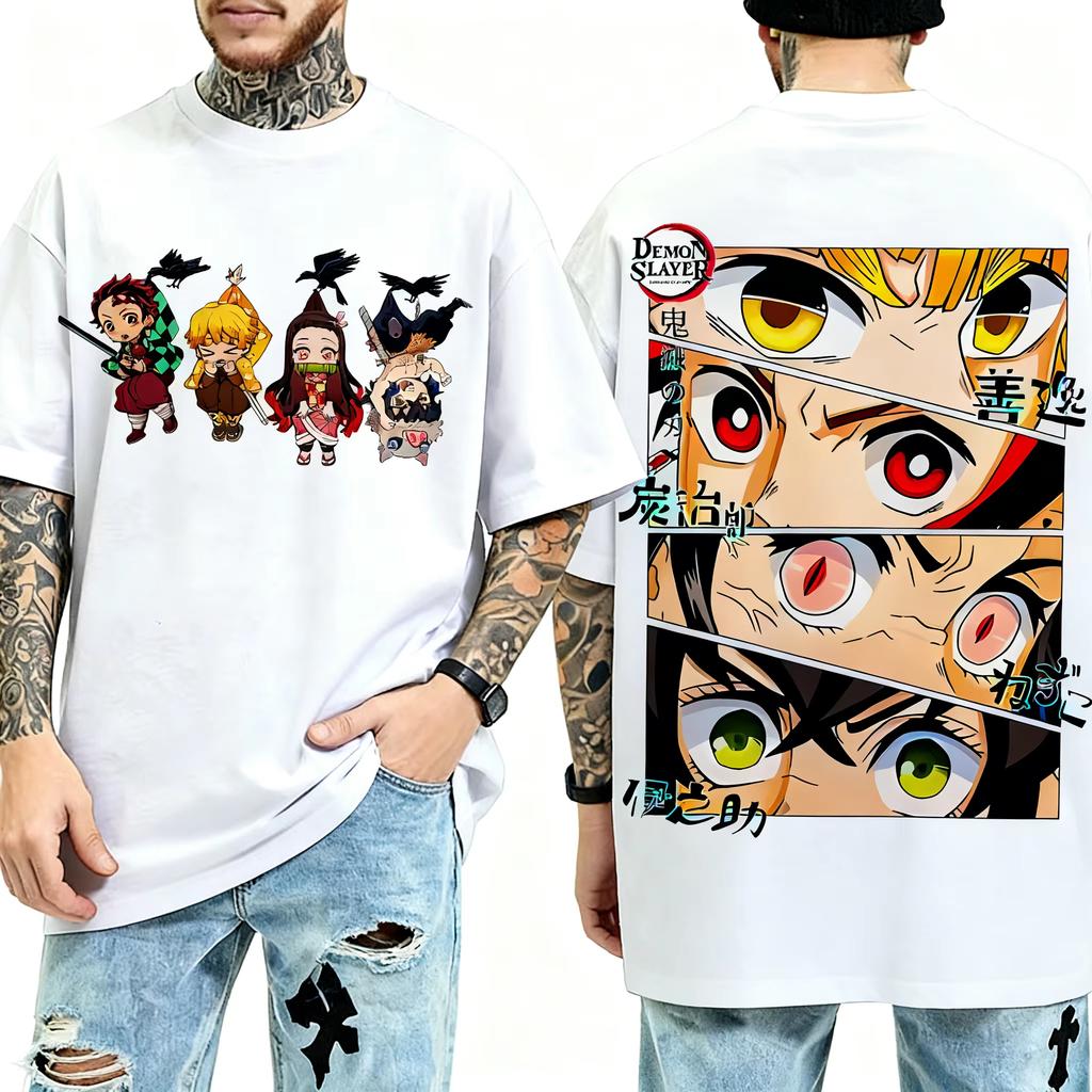 Summer New Arrivals Demon Slayer Anime Peripheral Clothes Classic Comic TShirt Short Sleeve Crew Neck Mens and Womens Couples